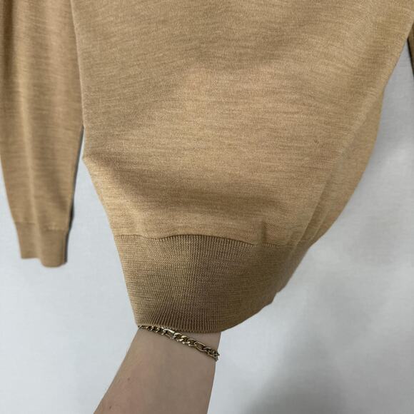 Burberry Sweater Womens Medium Brown Merino Wool Deep V Neck Layered Overlay - Picture 8 of 16